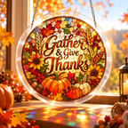 Tanksgiving Acrylic Jigsaw Puzzle Suncatcher - Gather & Give Thanks