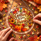 Tanksgiving Acrylic Jigsaw Puzzle Suncatcher - Gather & Give Thanks