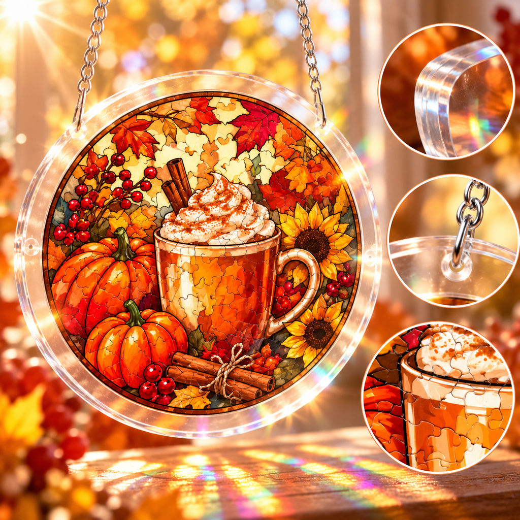 Tanksgiving Acrylic Jigsaw Puzzle Suncatcher - Pumpkin Spice Season