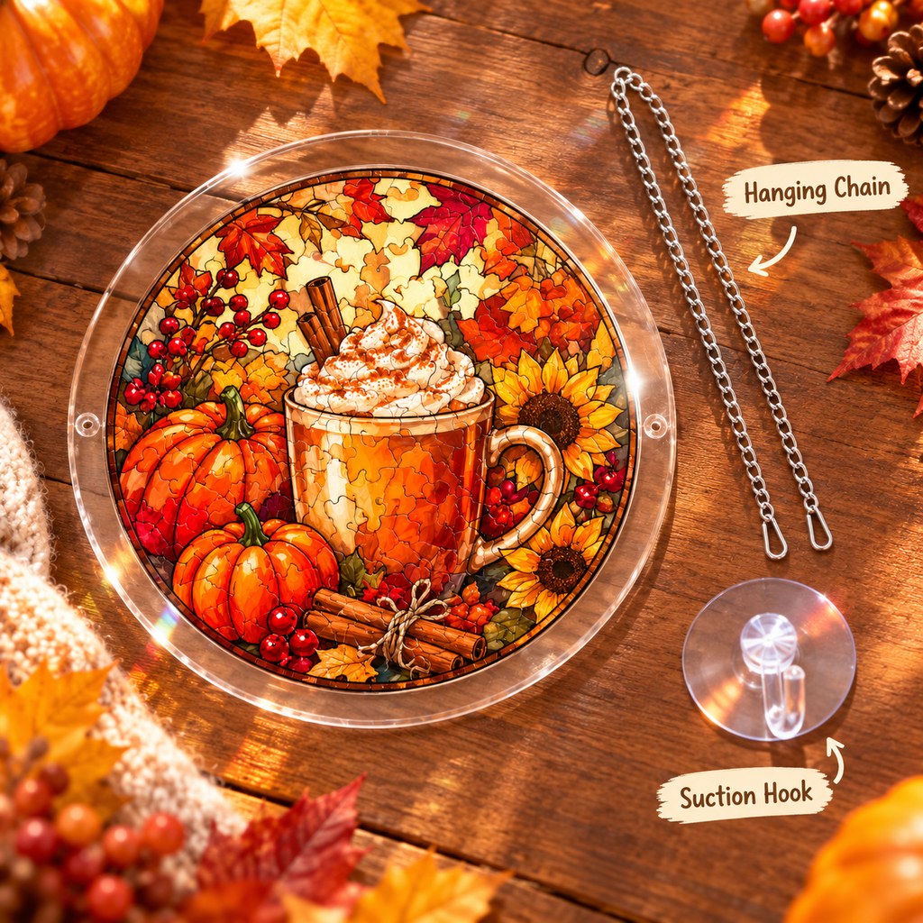 Tanksgiving Acrylic Jigsaw Puzzle Suncatcher - Pumpkin Spice Season