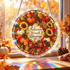 Tanksgiving Acrylic Jigsaw Puzzle Suncatcher - Wreath Blessings