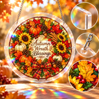 Tanksgiving Acrylic Jigsaw Puzzle Suncatcher - Wreath Blessings