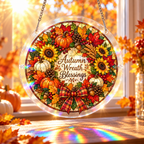Tanksgiving Acrylic Jigsaw Puzzle Suncatcher - Wreath Blessings