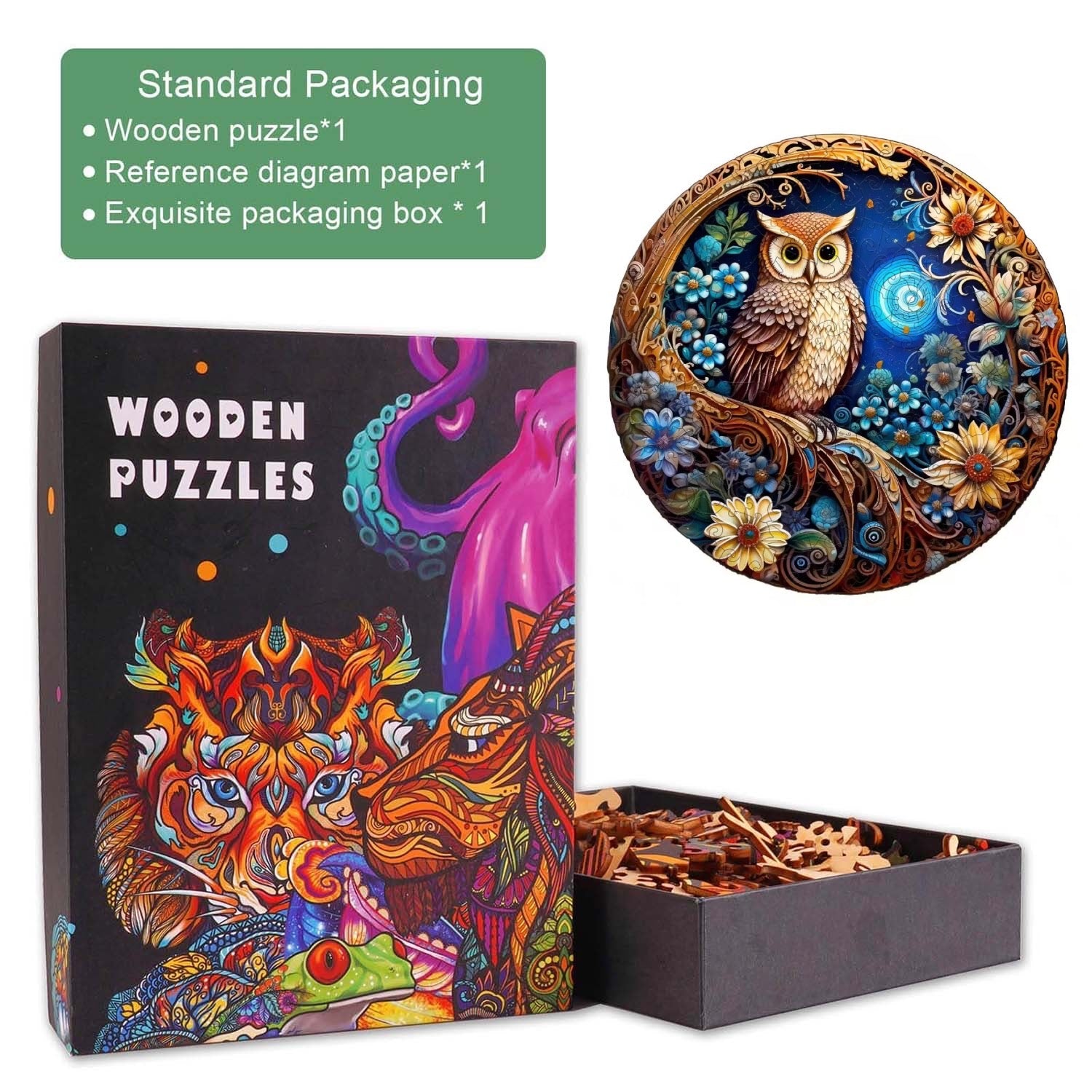 Moonlight Owl Wooden Jigsaw Puzzle