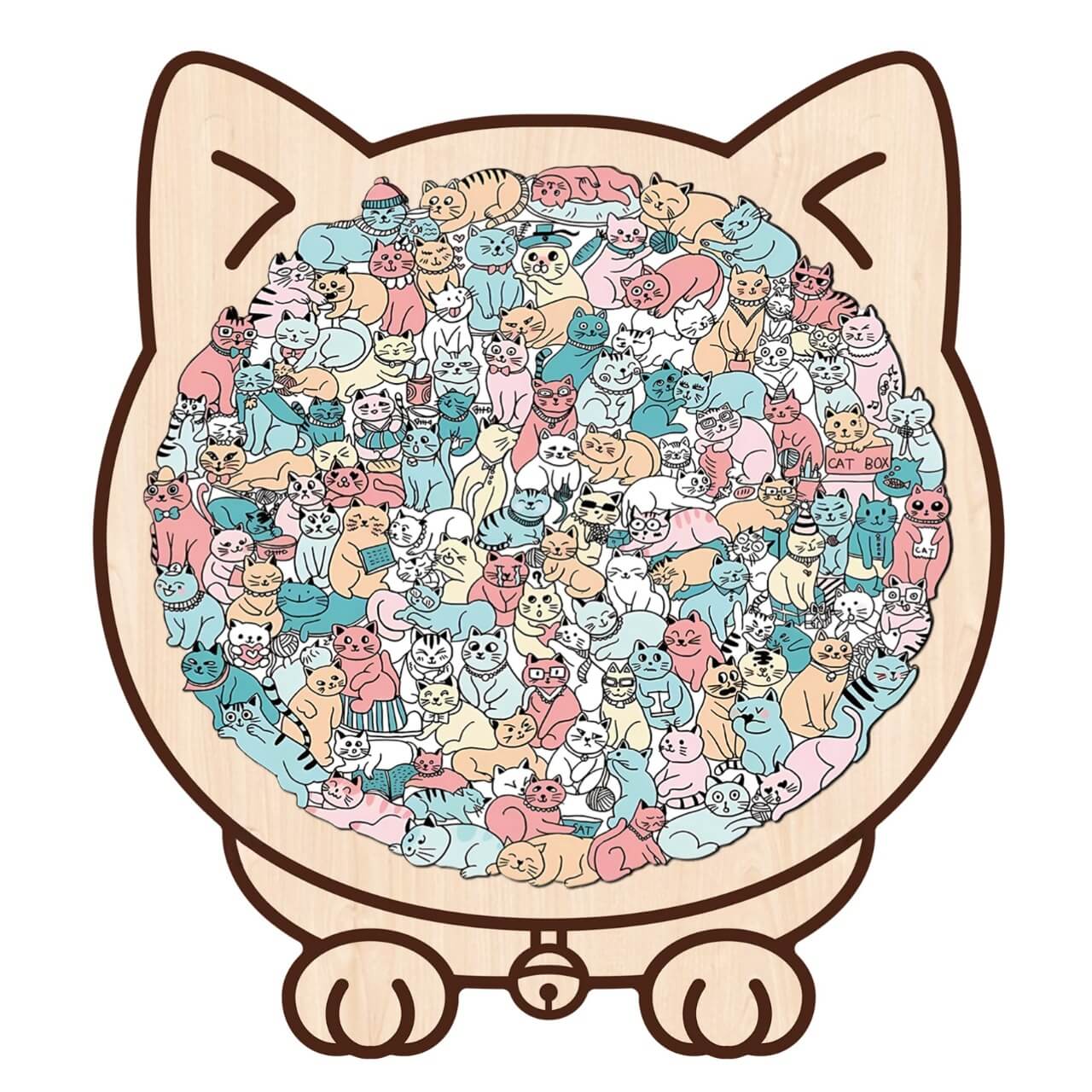 Morandi-Colored Cat/Dog Shaped Wooden Jigsaw Puzzle