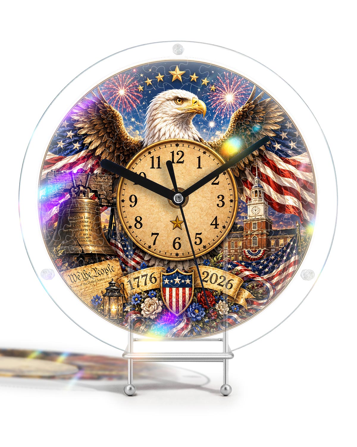 DIY Acrylic Puzzle Clock Kit - Majestic Eagle Liberty
