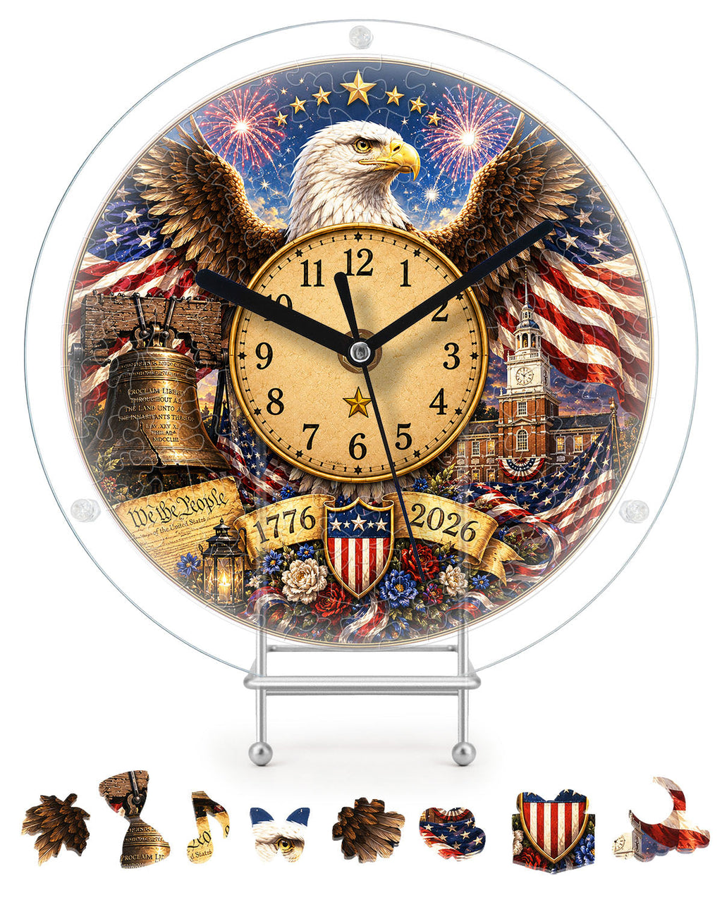 DIY Acrylic Puzzle Clock Kit - Majestic Eagle Liberty
