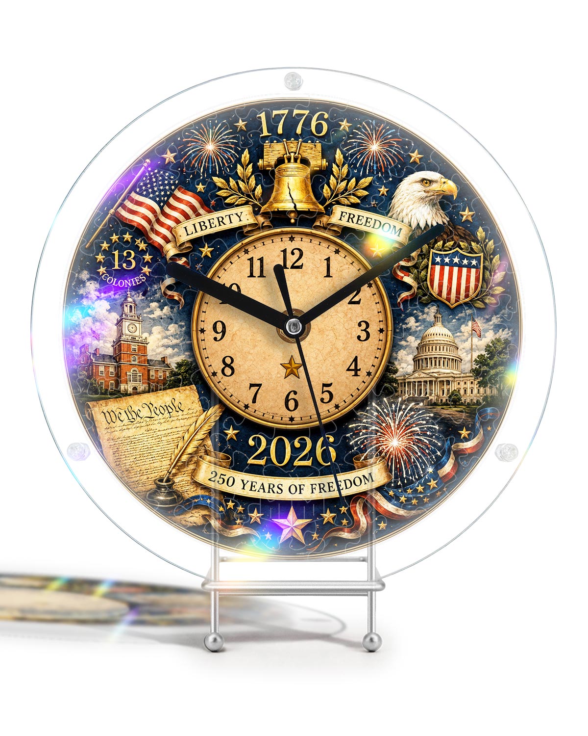 DIY Acrylic Puzzle Clock Kit - 250 Years Freedom