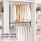 SimpleHouseware Adjustable Closet Hanging Rod, White