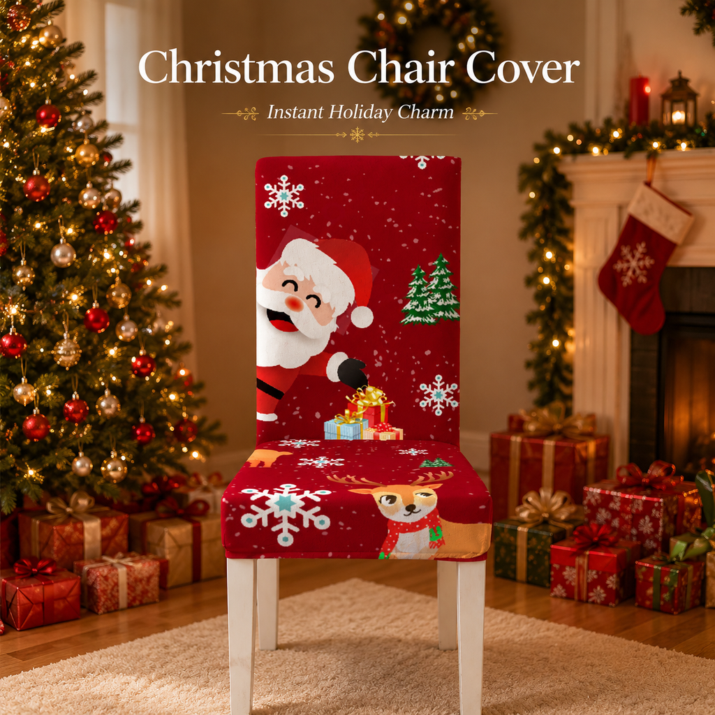 Christmas Stretch Dining Chair Cover – Festive Holiday Slipcover