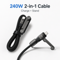240W 2-in-1 Charging Cable with Built-In Phone Stand