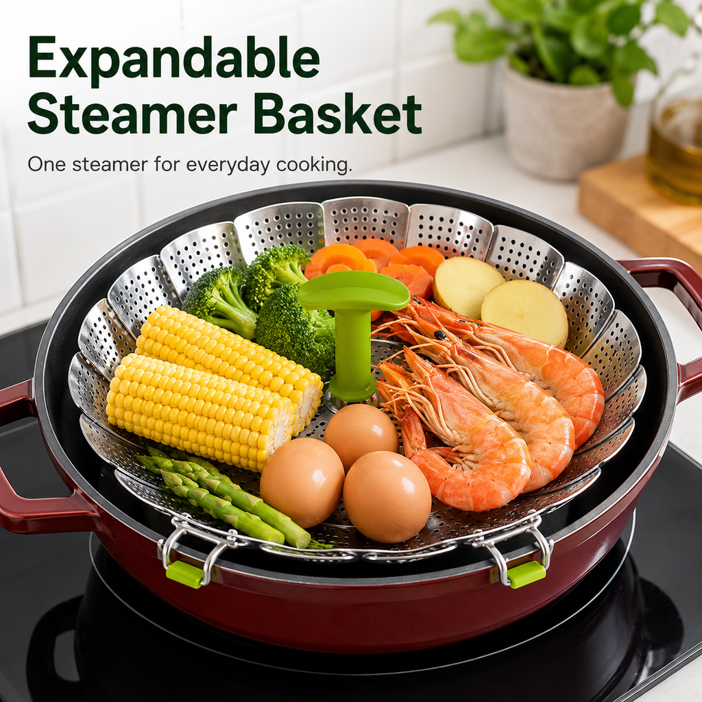 Expandable Stainless Steel Steamer Basket