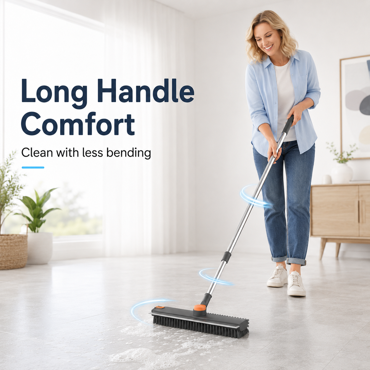 4-in-1 Floor Scrub Brush with Squeegee