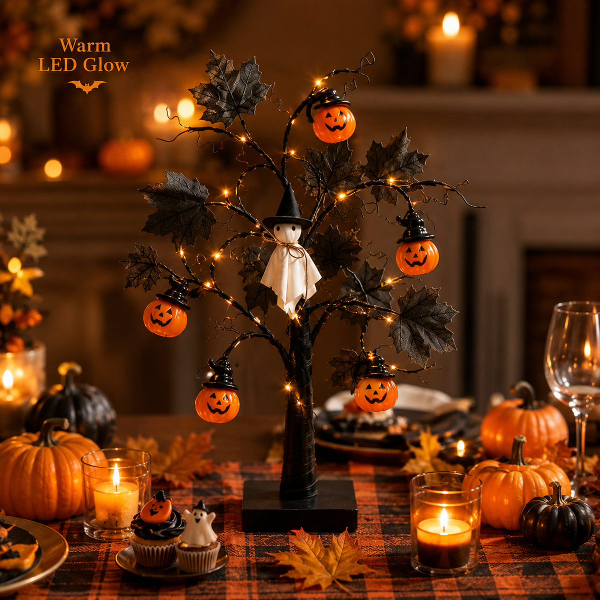 Halloween Lighted Tree – Spooky Tabletop LED Decoration
