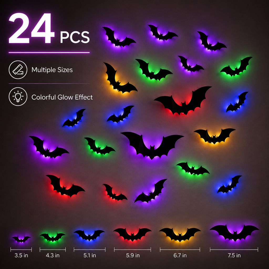 2026 New LED Halloween Bats Decorations