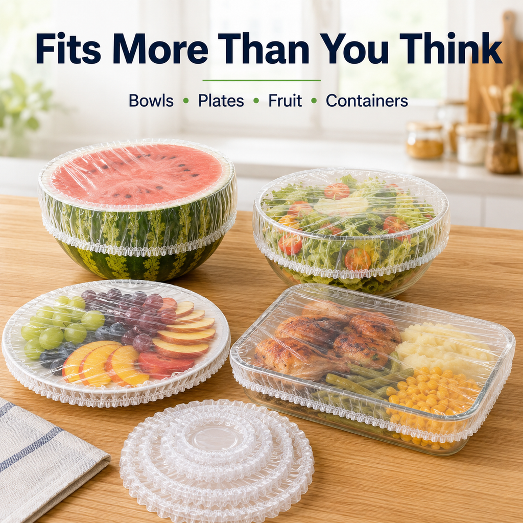 Stretch-to-Fit Food Covers – 100PCS