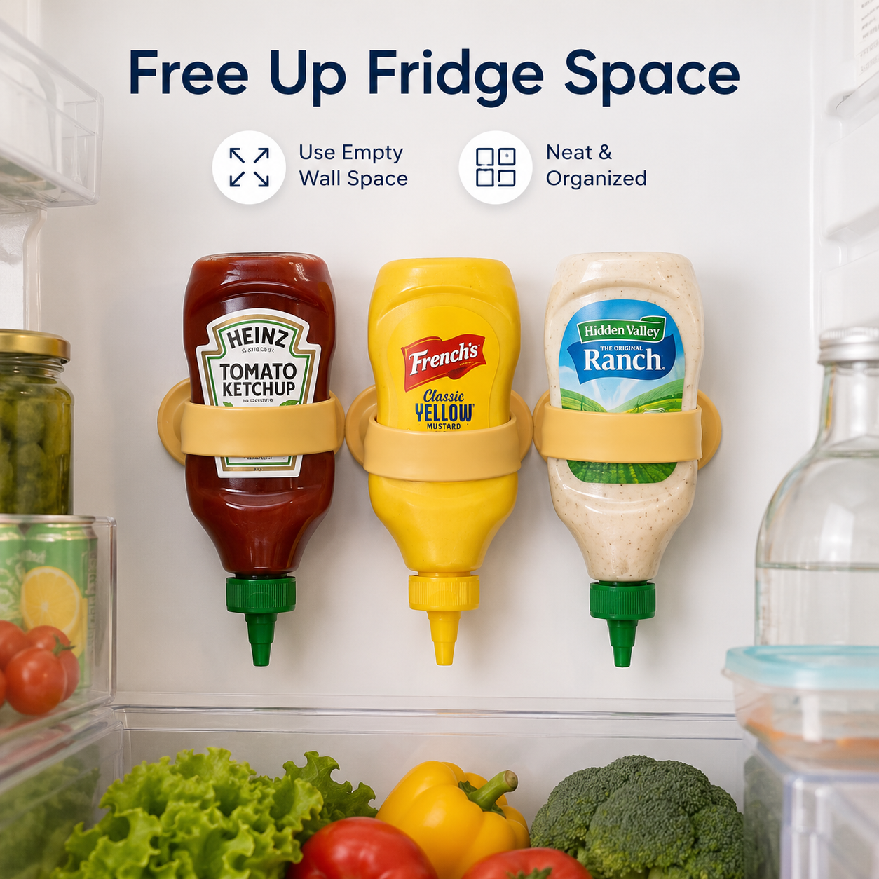Upside-Down Sauce Bottle Holder – Silicone Fridge Storage Strap