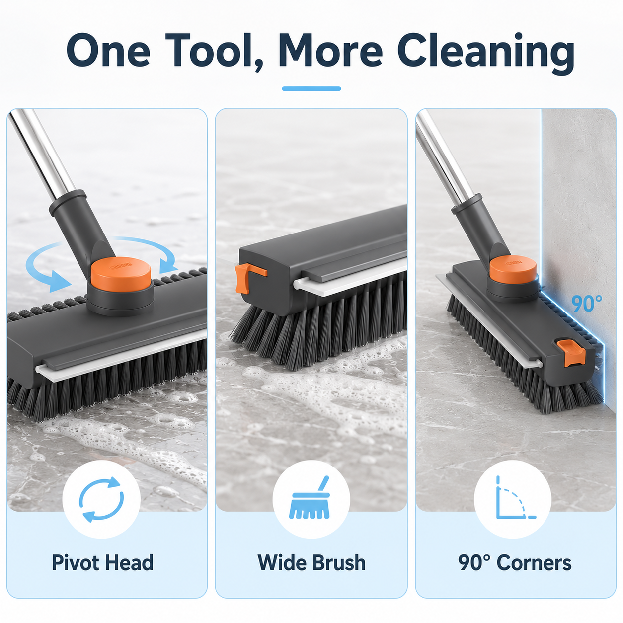 4-in-1 Floor Scrub Brush with Squeegee