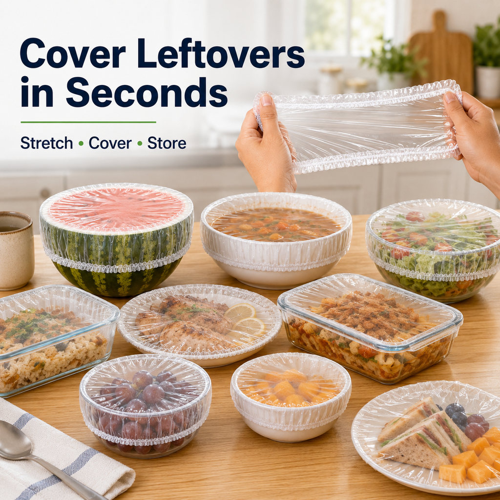 Stretch-to-Fit Food Covers – 100PCS