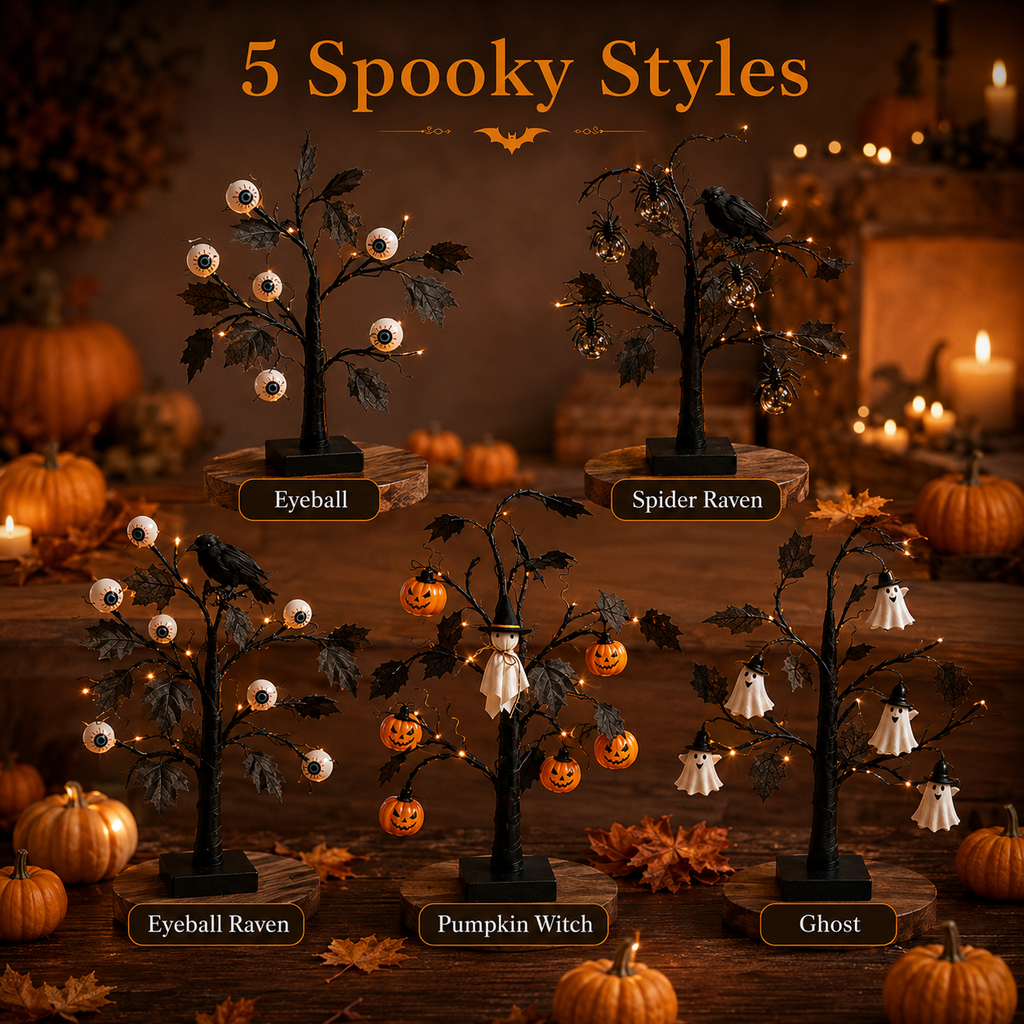 Halloween Lighted Tree – Spooky Tabletop LED Decoration