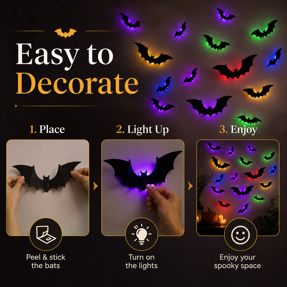 2026 New LED Halloween Bats Decorations