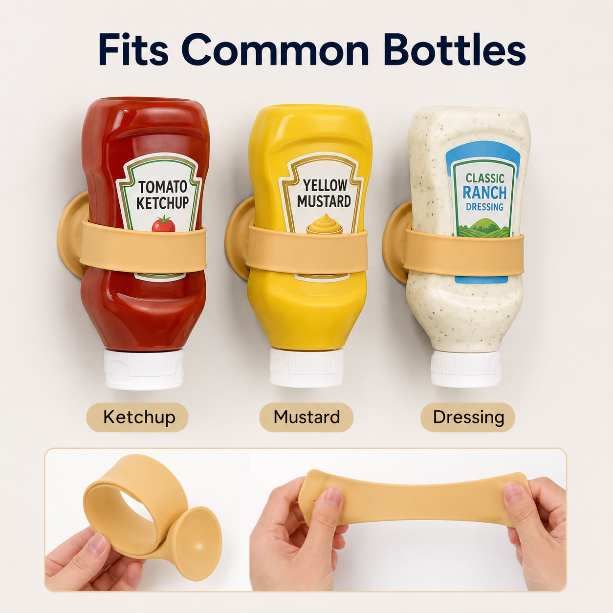 Upside-Down Sauce Bottle Holder – Silicone Fridge Storage Strap