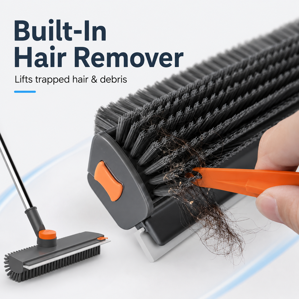 4-in-1 Floor Scrub Brush with Squeegee