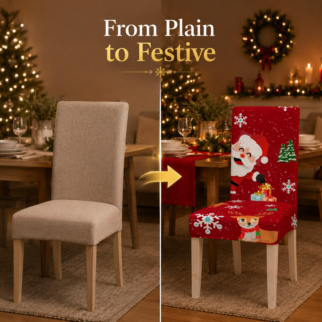 Christmas Stretch Dining Chair Cover – Festive Holiday Slipcover