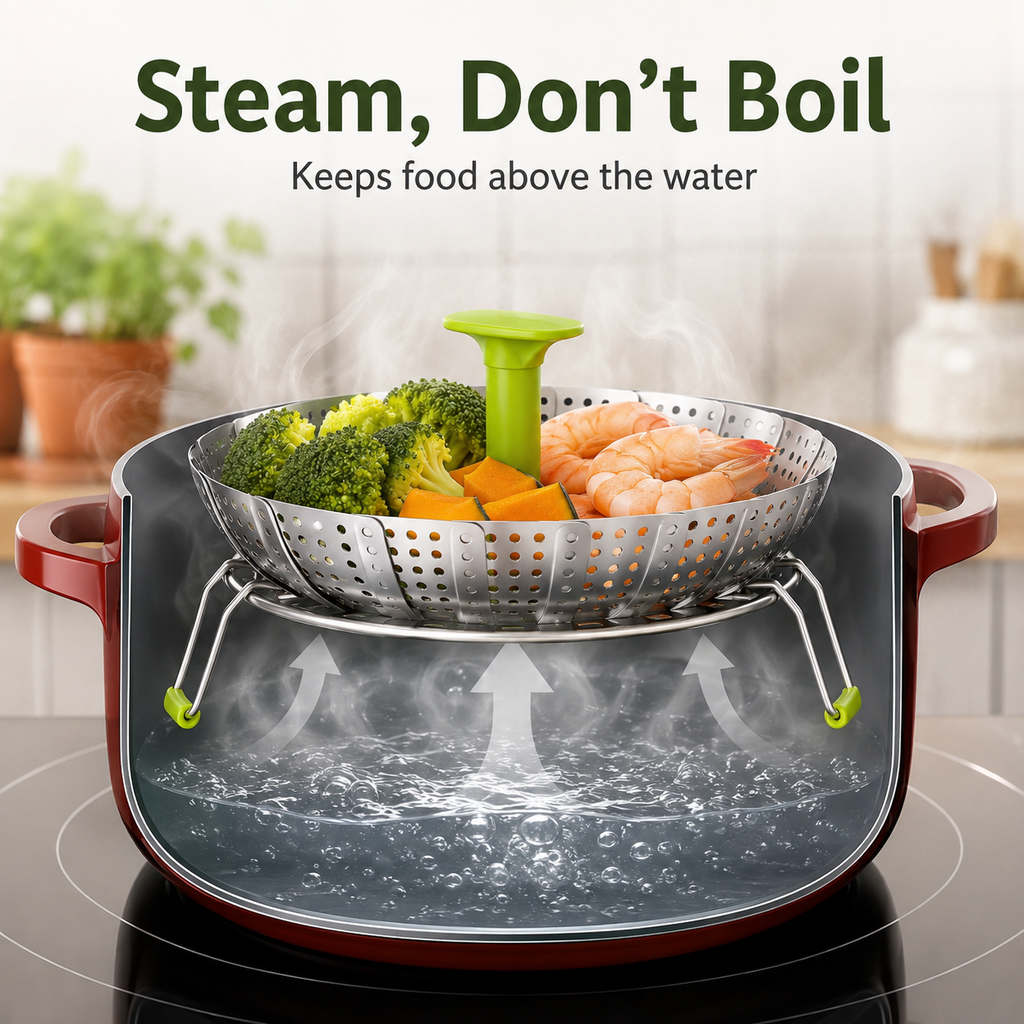Expandable Stainless Steel Steamer Basket
