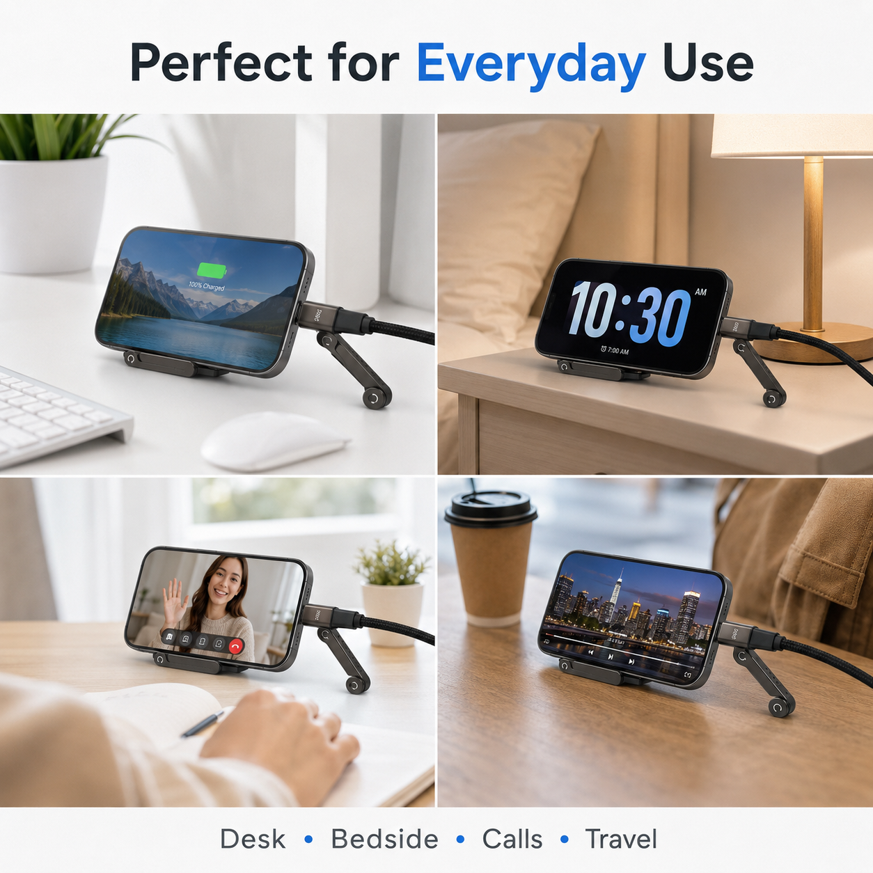 240W 2-in-1 Charging Cable with Built-In Phone Stand