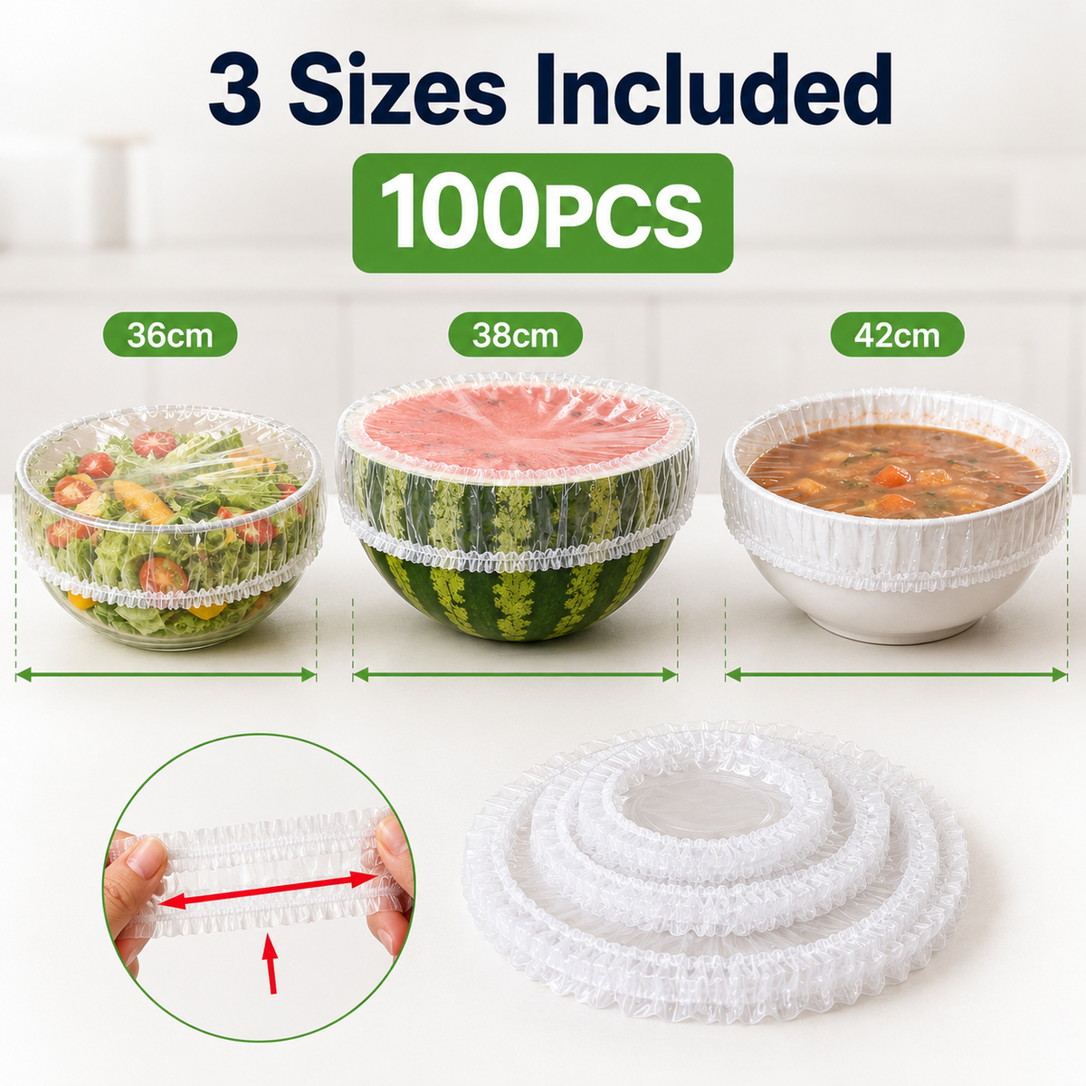 Stretch-to-Fit Food Covers – 100PCS