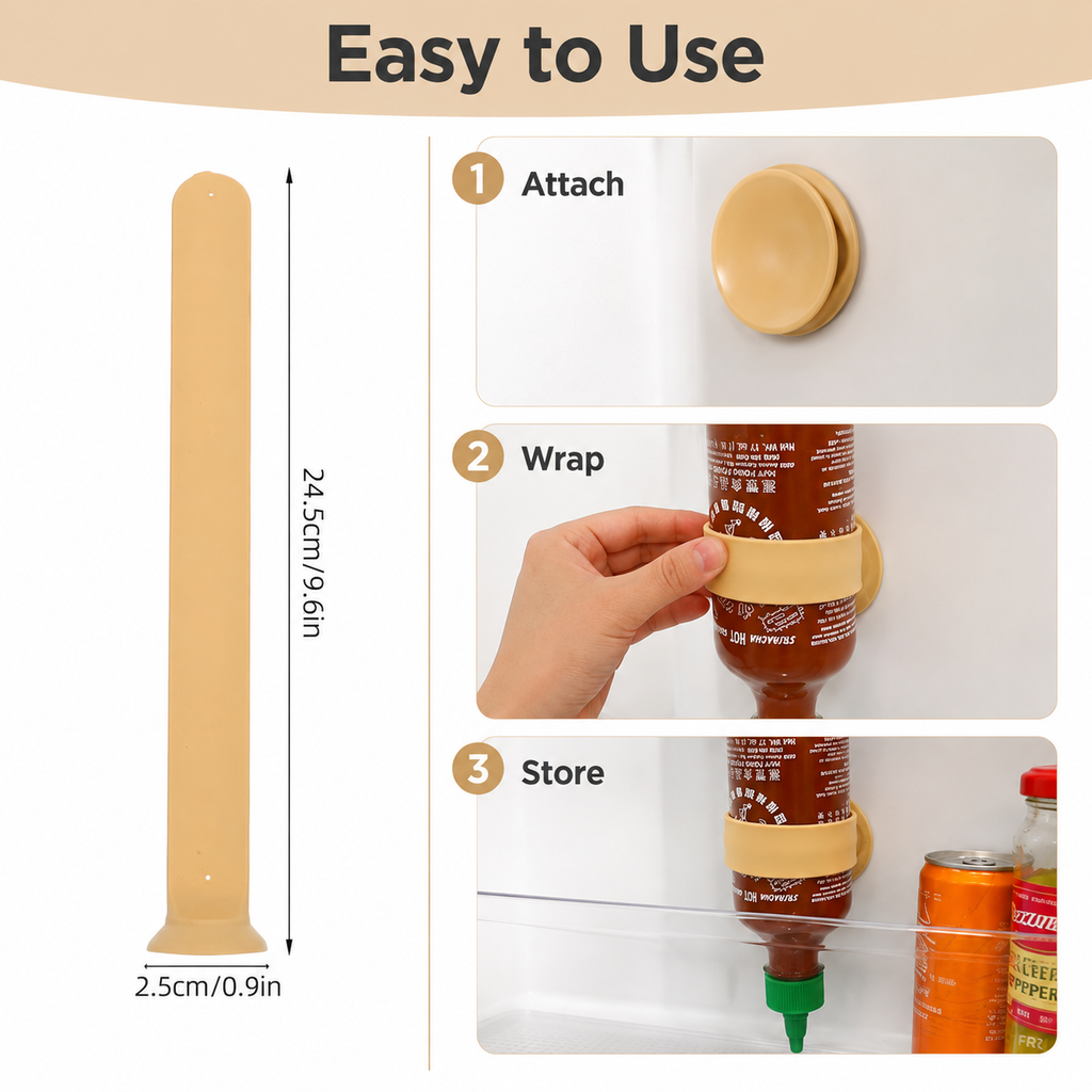 Upside-Down Sauce Bottle Holder – Silicone Fridge Storage Strap