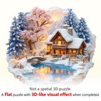 Snow scene on the lake Wooden Jigsaw Puzzle