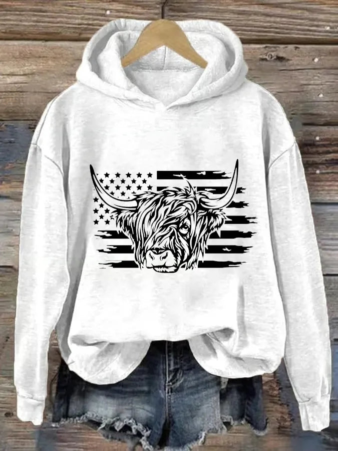 Women's Highland Cows Print Casual Hoodie