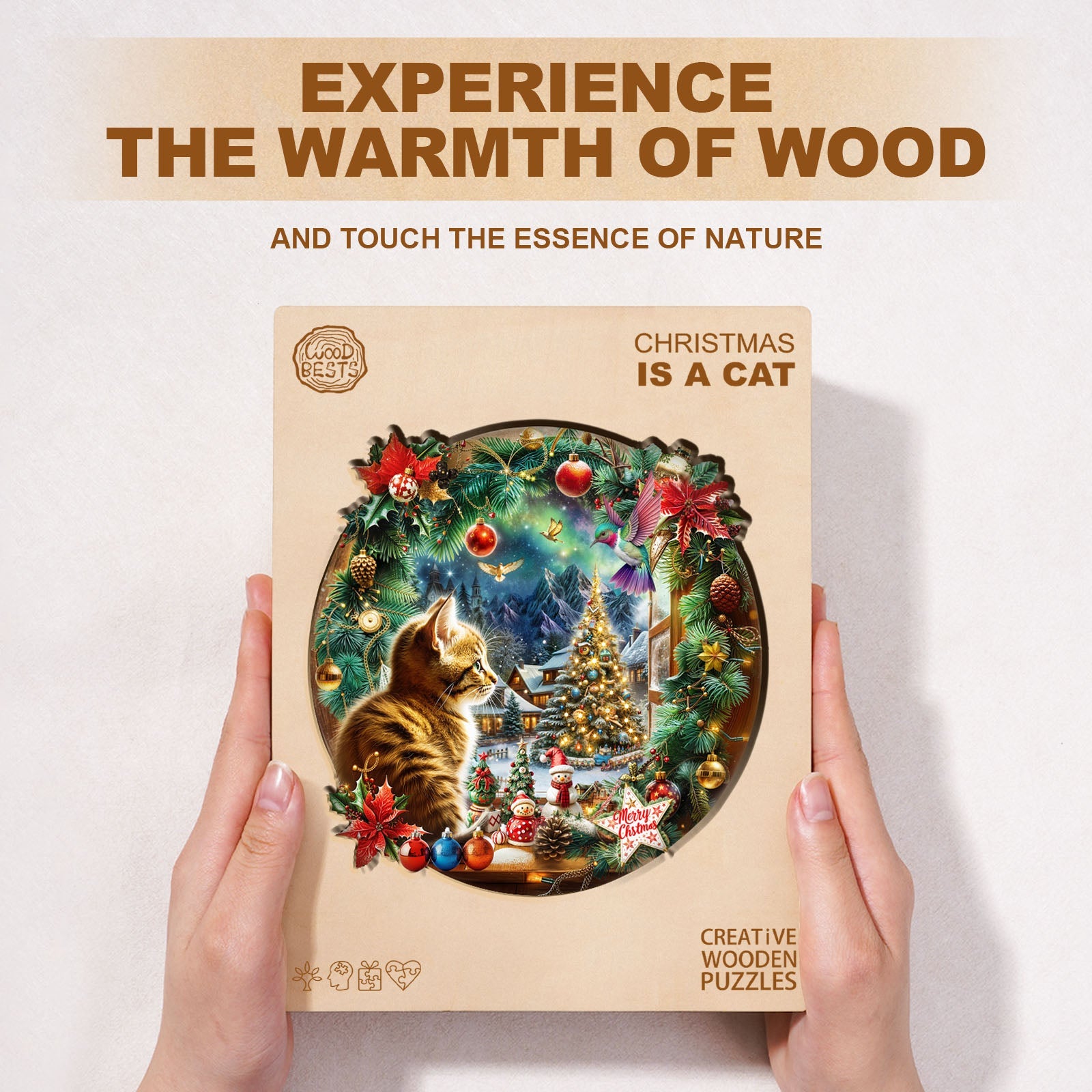 Christmas Is a Cat Wooden Jigsaw Puzzle
