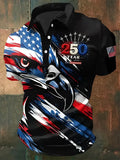 Men's America Flag Print Short-Sleeve Polo Shirt