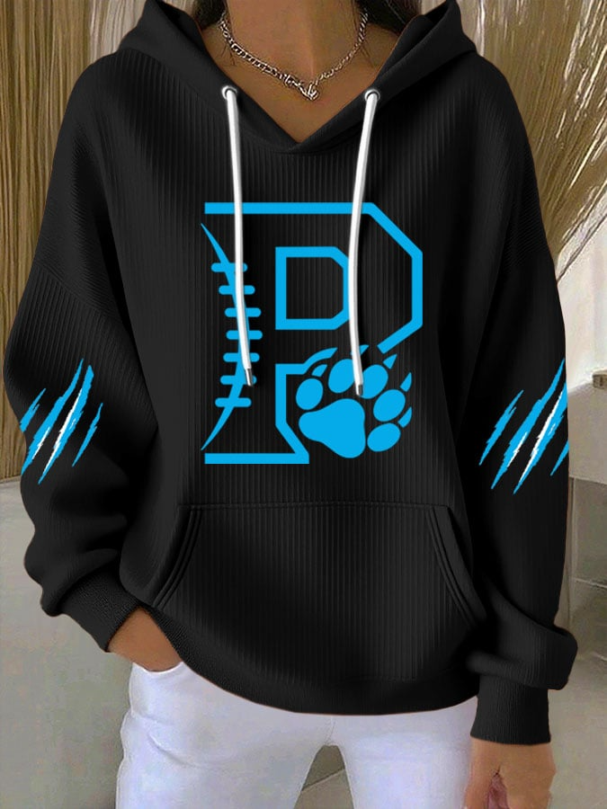 Women's Football Print Casual Hoodie