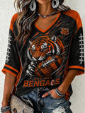 Women'S Football Print Waffle Top