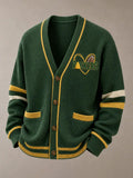 Men'S Casual Rugby Printed Cardigan