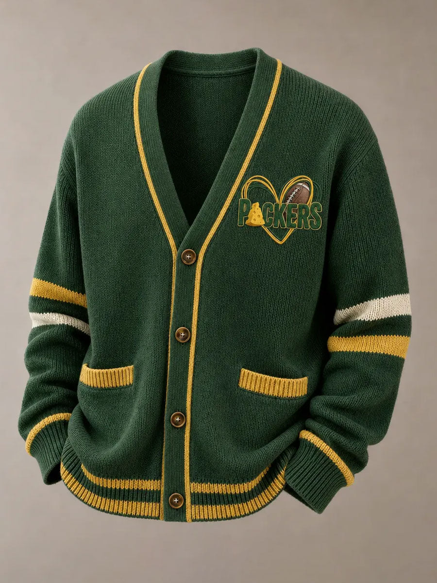 Men'S Casual Rugby Printed Cardigan