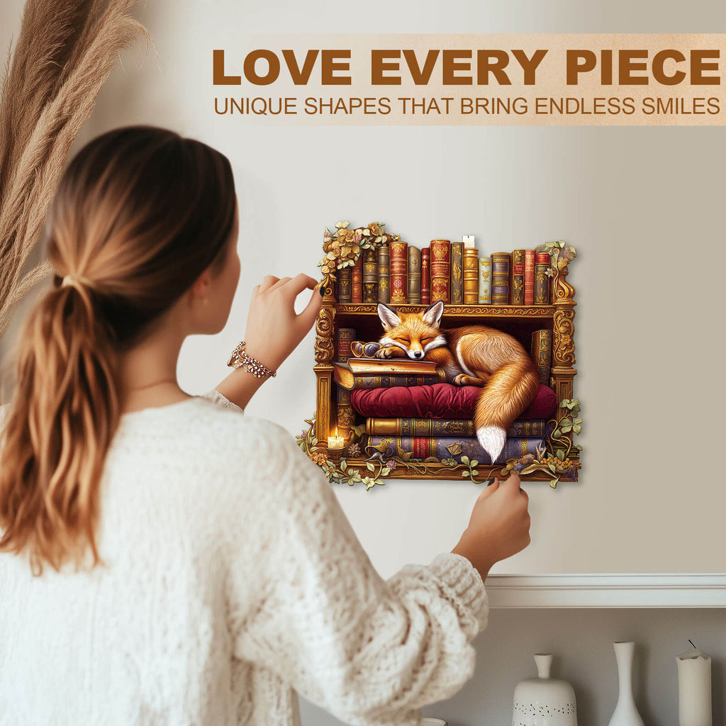 Sleep Library-Fox Wooden Jigsaw Puzzle