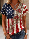 Women'S Independence Day 250Th Anniversary Printed V-Neck T-Shirt