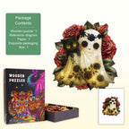 Ghost Loves Cat Wooden Jigsaw Puzzle