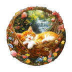 Garden nap kitten Wooden Jigsaw Puzzle