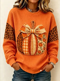 Women Pumpkin Pattern Crew Neck Casual Spring/Fall Long Sleeve Sweatshirt