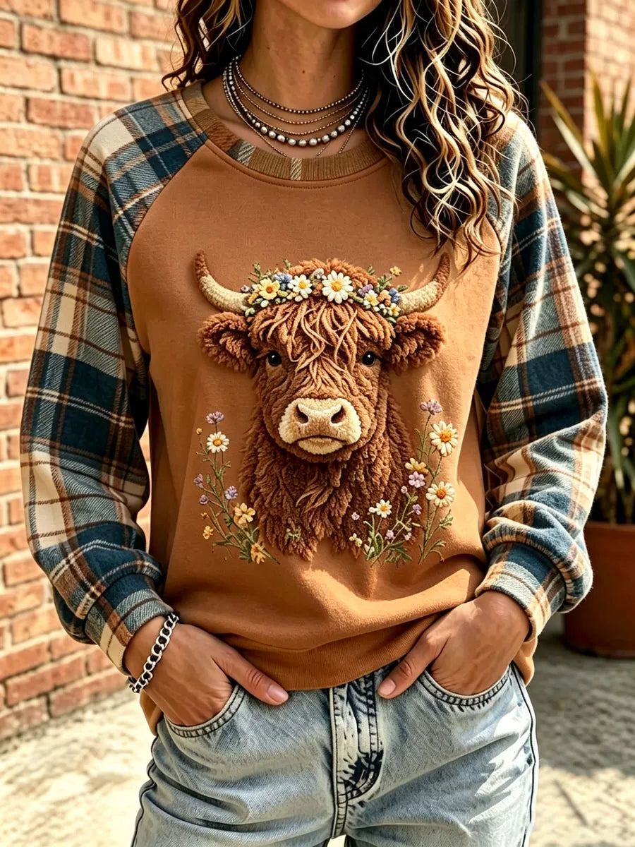 Women'S Highland Cow Print Sweatshirt