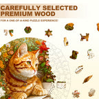Flower Kitten Reading Wooden Jigsaw Puzzle