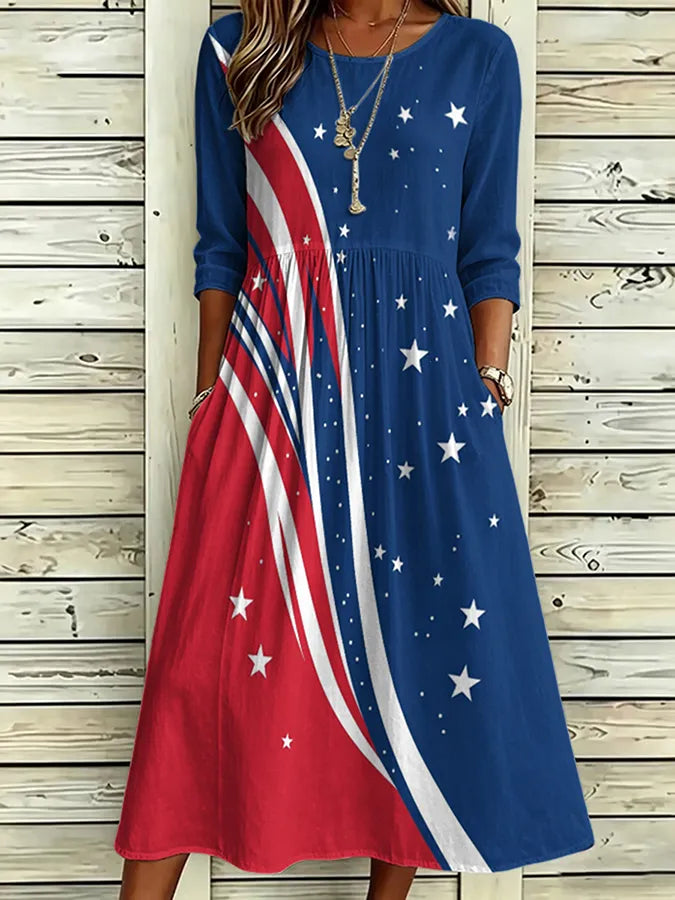 Women'S Flag Printed Casual Dress
