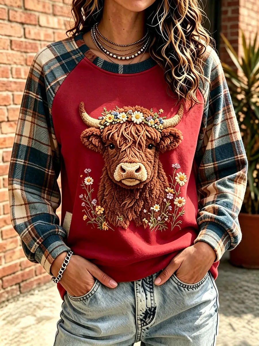 Women'S Highland Cow Print Sweatshirt
