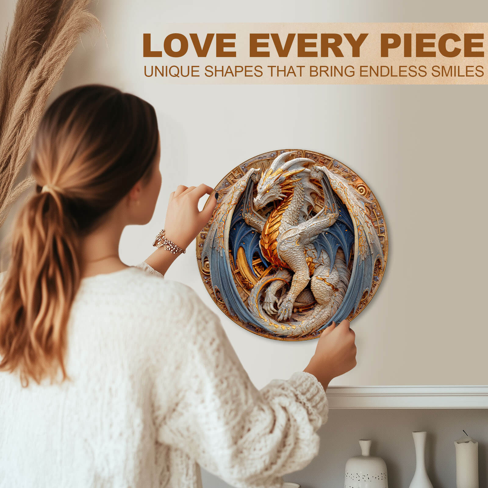 Elements Metal Dragon Wooden Jigsaw Puzzle
